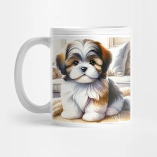 Watercolor Shih Tzu Puppies Painting - Cute Puppy Mug